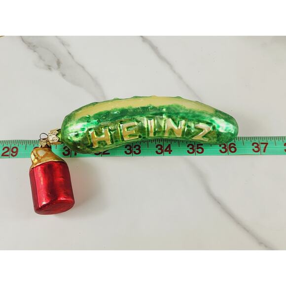 Christmas Blown Glass Ornaments Harold Cop Cowboy Santa Cable Car Pickle x5 Vtg - Picture 16 of 16